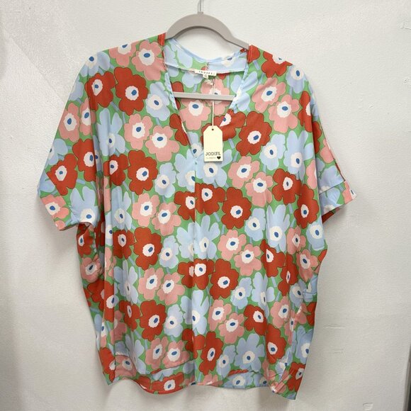 JODIFL Los Angeles, NWT, Women's Multi Colored Poppy Blouse - Size M - Picture 2 of 6